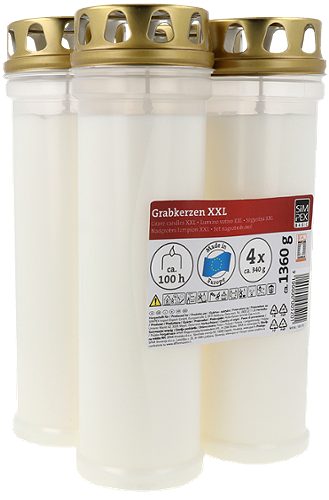 SIMPEX BASIC Grabkerze XXL 4er Weiß