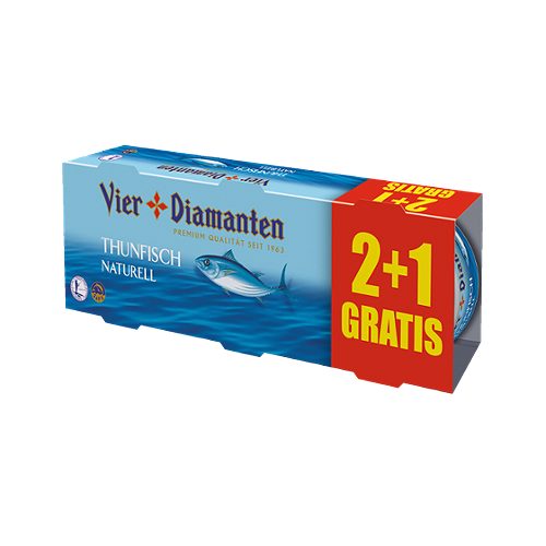 Produktbild von 4 Diamanten, Thunfisch Naturell 3x195g