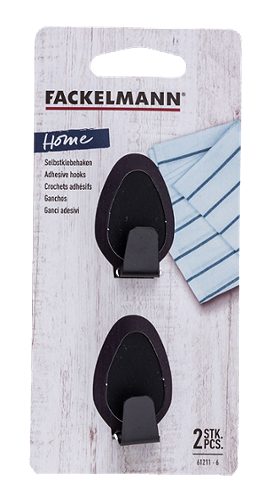Produktbild von Fackelmann, Selbstklebehaken Oval 2er Schwarz