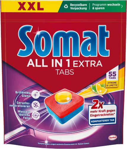 Produktbild von Somat All in 1, Geschirrspül-Tabs Extra / Zitrone & Limette 55 Tabs