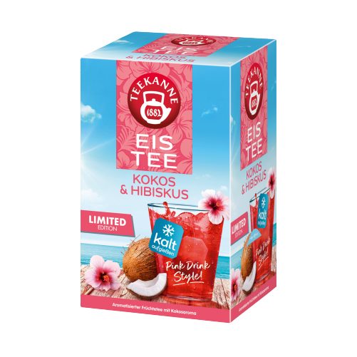 Produktbild von Teekanne Eistee, Früchtetee kalt Kokos & Hibiskus 18 Teebeutel