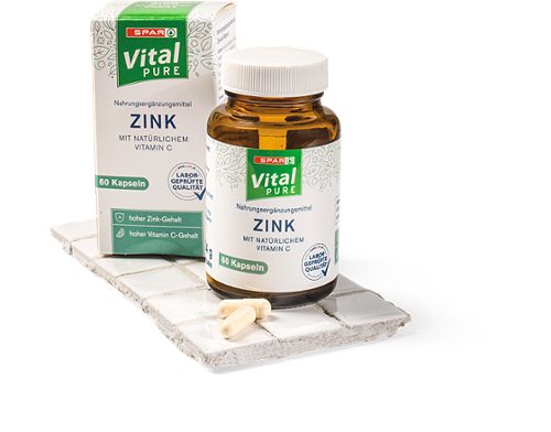Produktbild von SPAR Vital PURE, Zink mit natürlichem Vitamin C 60 Kapseln