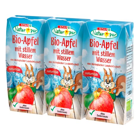 SPAR Natur*pur Bio-Apfel mit stillem Wasser 3x0,2l