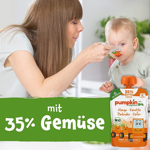 Produktbild von Pumpkin Organics, Bio Quetschie Mango Karotte Pastinake Hafer