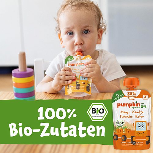 Produktbild von Pumpkin Organics, Bio Quetschie Mango Karotte Pastinake Hafer