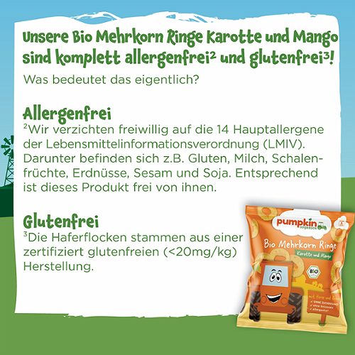 Produktbild von Pumpkin Organics, Bio Mehrkorn Ringe Karotte und Mango
