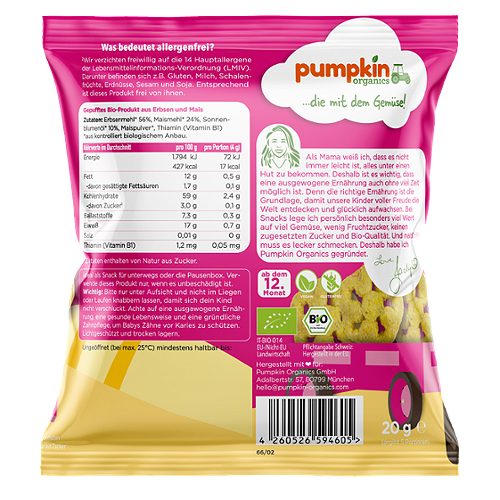 Produktbild von Pumpkin Organics, Bio Gemüse Traktorräder Erbsen und Mais