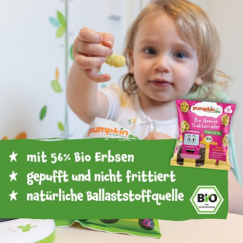 Produktbild von Pumpkin Organics, Bio Gemüse Traktorräder Erbsen und Mais