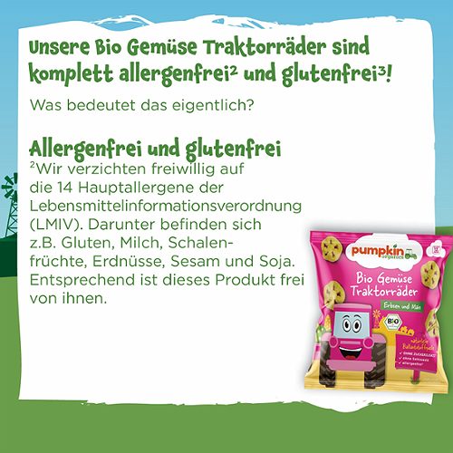 Produktbild von Pumpkin Organics, Bio Gemüse Traktorräder Erbsen und Mais