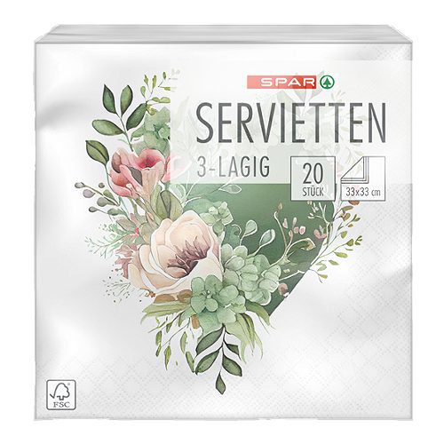 Produktbild von SPAR, Servietten 33x33 Winter 20 Stück