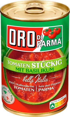 Produktbild von Oro di Parma, Tomaten stückig mit Basilikum