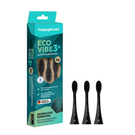 Happybrush Aufsteckbürsten EcoVibe 3+ All black