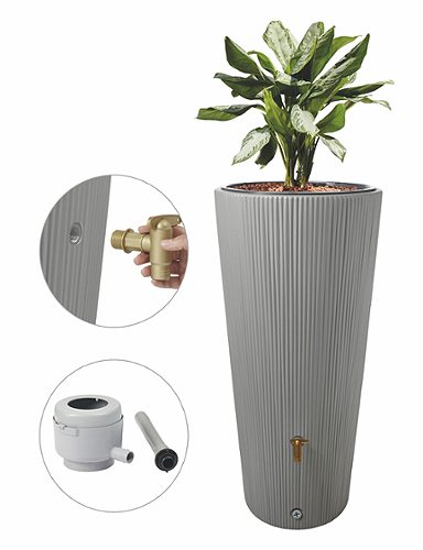Produktbild von 4rain, Regentonne Vaso Zinkgrau 220l