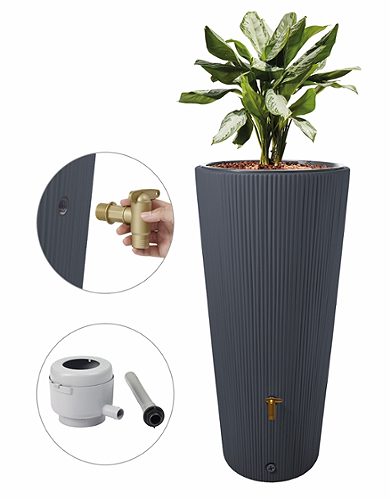 Produktbild von 4rain, Regentonne Vaso Graphit Grau 220l