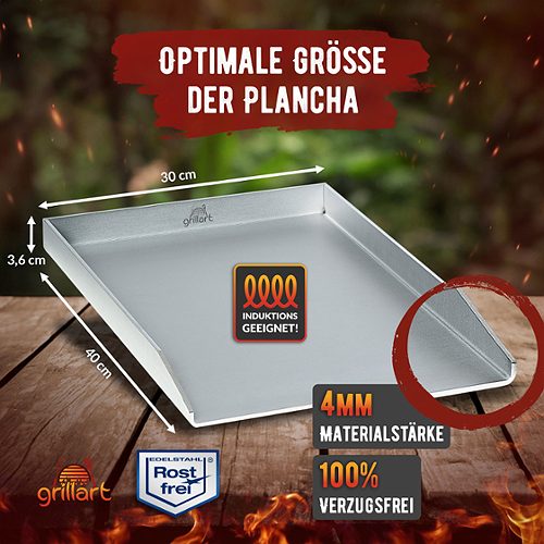 Produktbild von grillart, Premium Plancha Grillplatte 30x40cm m. offenen Ecken