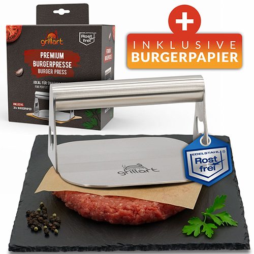 Produktbild von grillart, Premium Burgerpresse inkl. Burgerpapier
