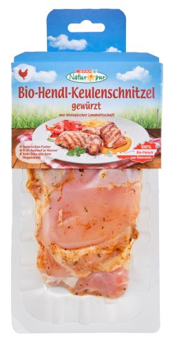 Produktbild von SPAR Natur*pur, Bio-Hendl-Keulenschnitzel gewürzt