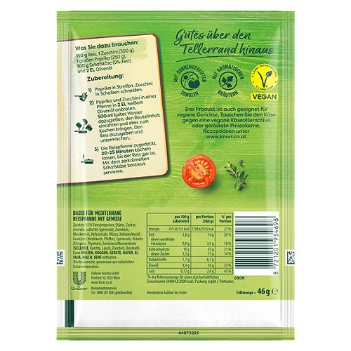 Produktbild von Knorr, Basis Mediterr. Gemüse Reispfanne