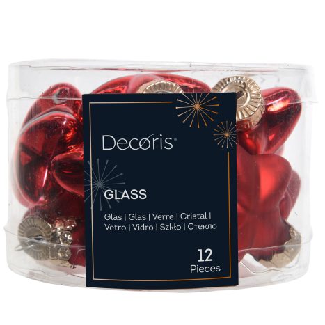 Decoris Stern aus Glas, weihnachtsrot 4 cm