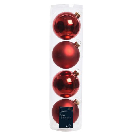 Decoris Kugeln aus Glas, weihnachtsrot 10 cm