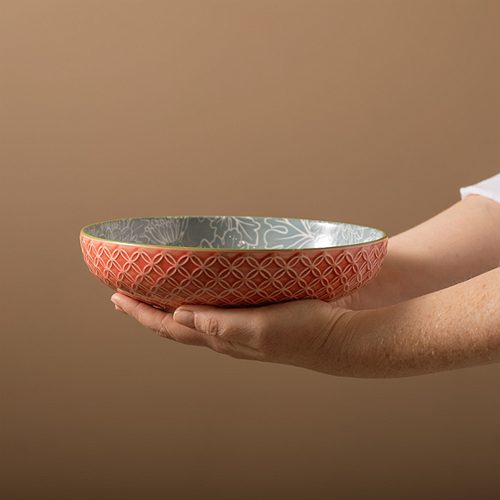 Produktbild von Mikasa, Bowl 21x5cm Leaf geometric Stoneware