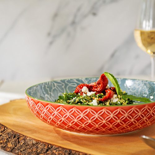 Produktbild von Mikasa, Bowl 21x5cm Leaf geometric Stoneware