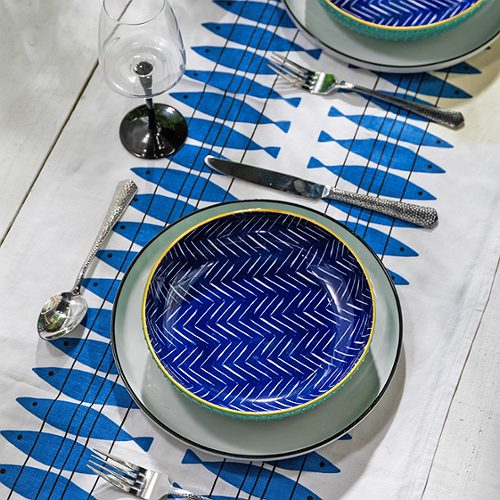 Produktbild von Mikasa, Bowl 21x5cm Indigo Chevron Stoneware