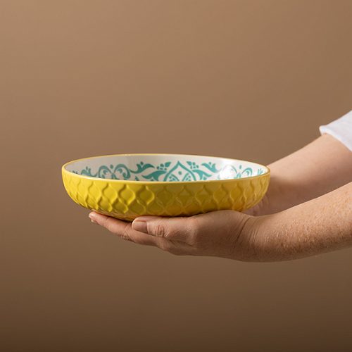 Produktbild von Mikasa, Bowl 21x5cm yellow blue geom. Stoneware
