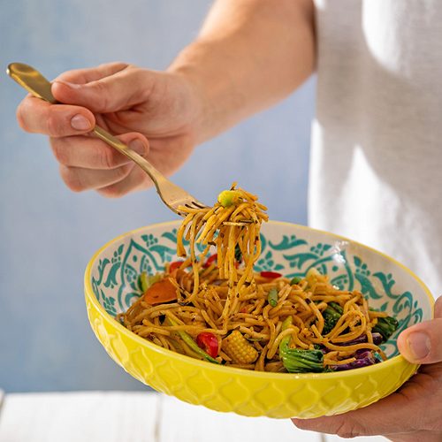 Produktbild von Mikasa, Bowl 21x5cm yellow blue geom. Stoneware