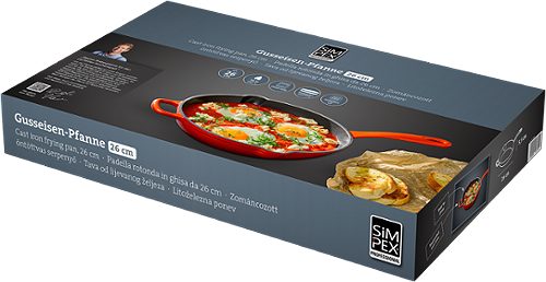 Produktbild von SIMPEX PROFESSIONAL, Gusseisene Pfanne rund, 26 cm orange