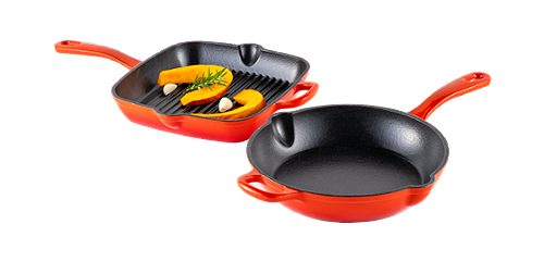 Produktbild von SIMPEX PROFESSIONAL, Gusseisene Grillpfanne eckig, 26x26 cm orange