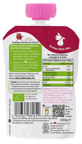 Produktbild von Freche Freunde, Bio Quetschie Jogh. Banane Erdb. Apfel Himb.