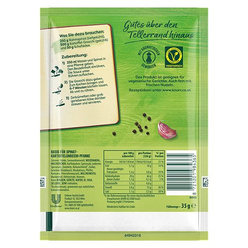Produktbild von Knorr, Basis für Spinat Gnocchi Pfanne