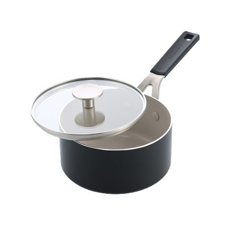 Produktbild von KitchenAid, Stielkasserolle 16 cm mit Deckel schwarz
