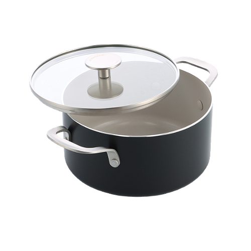 Produktbild von KitchenAid, Kasserolle 24 cm mit Deckel schwarz