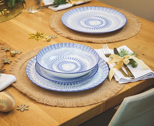 Mäser Tafelservice 18 teilig blau-weiss