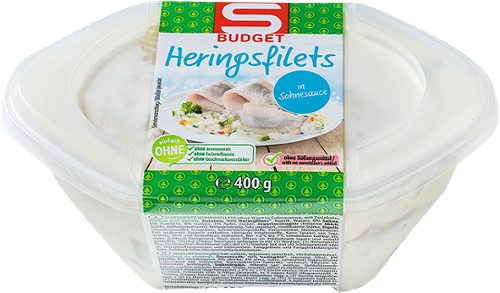 Produktbild von S-BUDGET, Heringsfilets in Sahnesauce