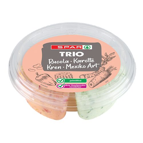 Produktbild von SPAR, Aufstrich Trio Rucola-Karotte Kren-Mexiko Art