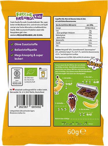 Produktbild von Freche Freunde Kids, Bio Knusper Donuts Banane Kakao Zimt