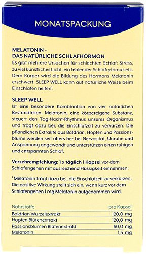 Produktbild von Wellness, Sleep Well mit Melatonin 30 Kapseln