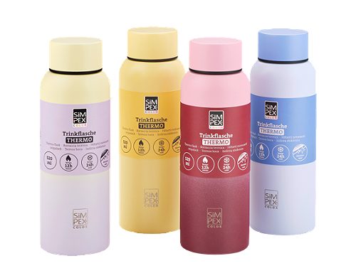 Produktbild von SIMPEX COLOR, Thermoflasche 520ml rosa/burgundy