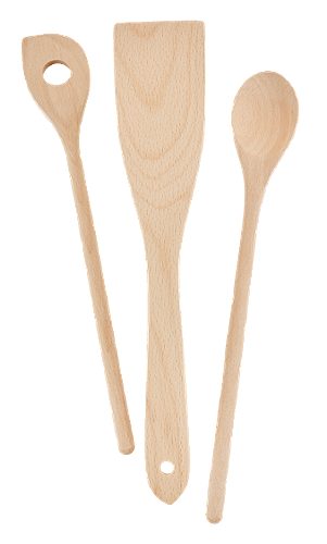 Produktbild von S-BUDGET, Holz-Koch-Set 3 tlg Kochlöffel, Kochlöffel m. Loch Pfannenwender