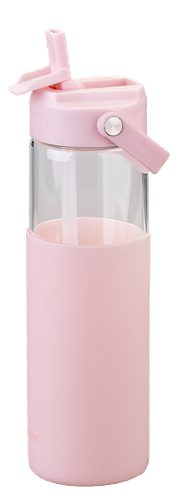 Produktbild von Pamela Reif, Glasflasche mit Silikon rosa 660ml