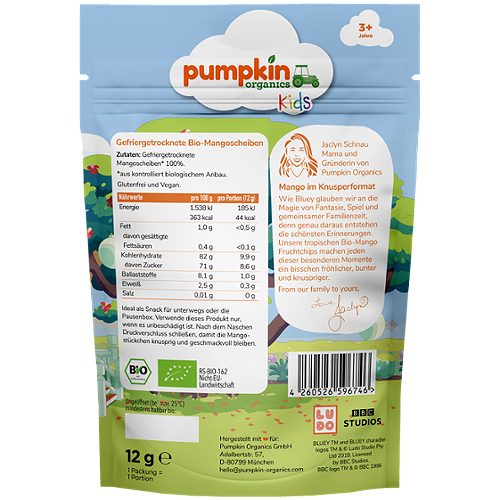 Produktbild von Pumpkin Organics Bluey, Bio Fruchtchips Mango