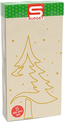 Produktbild von S-BUDGET, Pocketserviette Weihnachten 15 Stück
