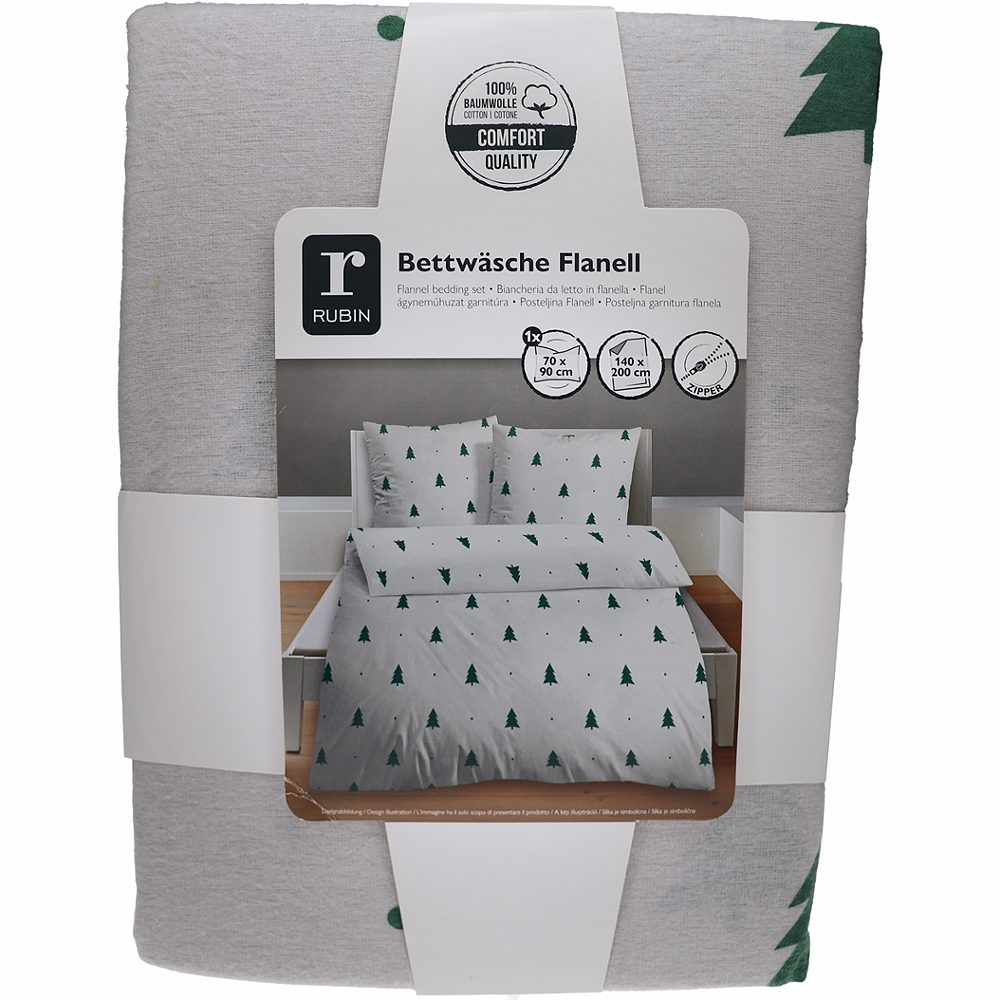 RUBIN Flanell Bettwäsche weiß 70x90 / 140x200cm online kaufen