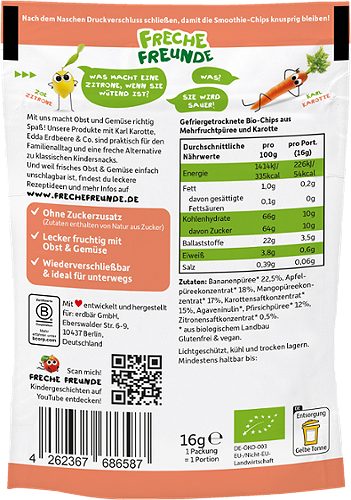 Produktbild von Freche Freunde, Bio Smoothie-Chips Multifrucht mit Karotte