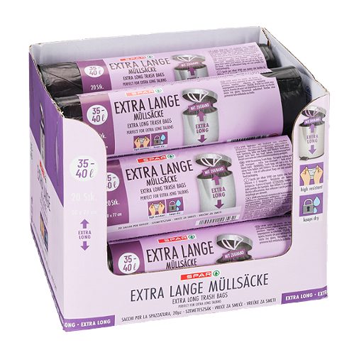 Produktbild von SPAR, Müllbeutel mit Zugband extra lang 35-40L
