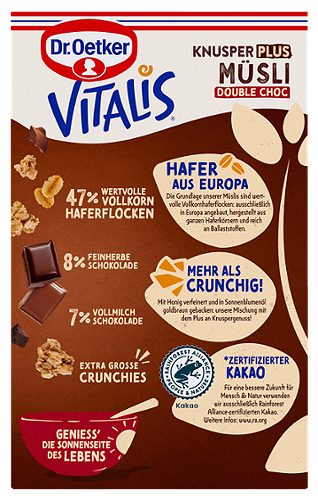 Produktbild von Dr. Oetker Vitalis, Knusper Plus Müsli Double Choc