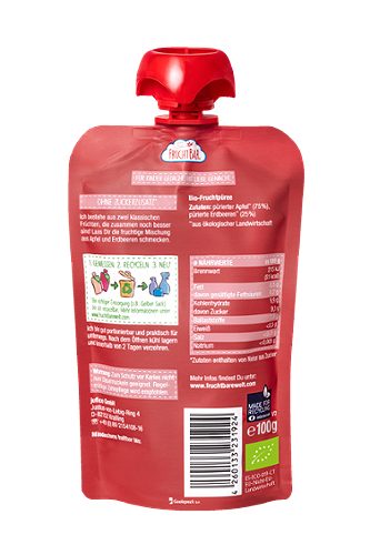 Produktbild von FruchtBar, Bio Quetschie Erdbeere Apfel